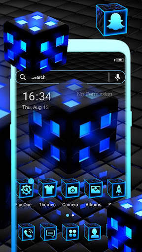 Blue Neon 3D Cube Theme screenshot 2