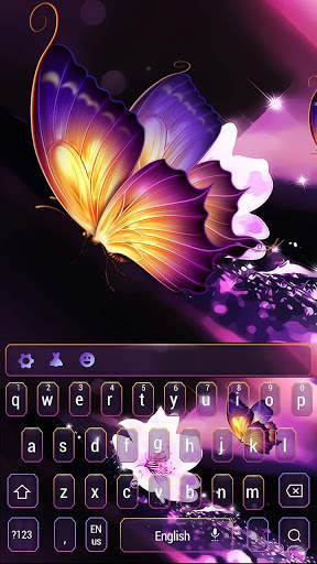 Vivid purple neon butterfly keyboard स्क्रीनशॉट 4