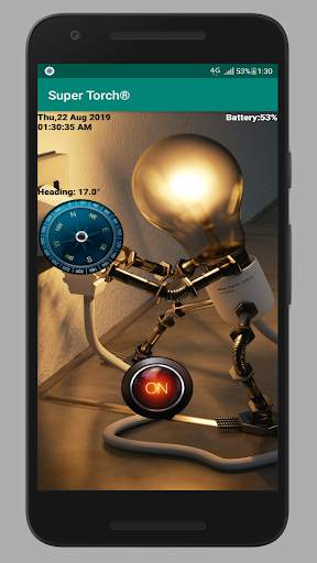 Flashlight Super Torch® Pro Powered With Compass! screenshot 2