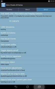 Cheats Sims All Series screenshot 4