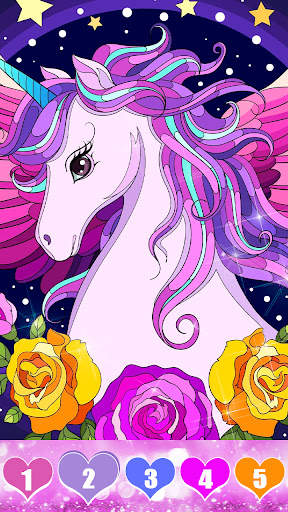 Unicorn color by number: Coloring games offline screenshot 8