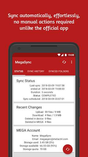 Autosync for MEGA - MegaSync 2 تصوير الشاشة