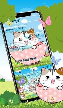 3D adorable cup cat Keyboard Theme screenshot 3