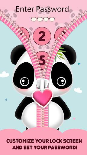 Cute Panda Zipper Lock Screen screenshot 1