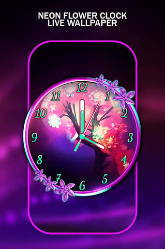 Neon Flower Clock Live Wallpaper screenshot 1