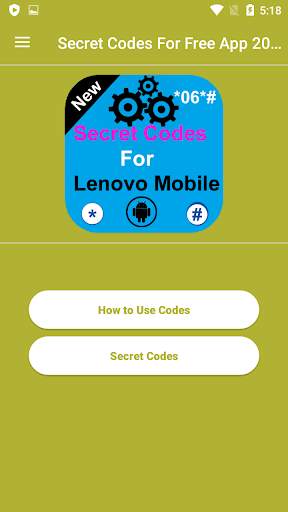 Secret Codes for Lenovo Free App screenshot 1