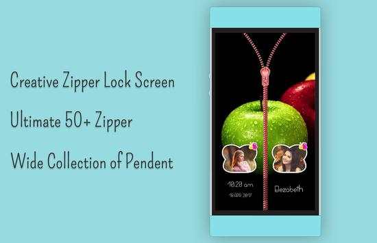 Green apple Zipper Lock Screen screenshot 4