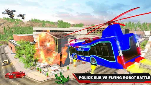 Flying Bus Robot Car War Games screenshot 1