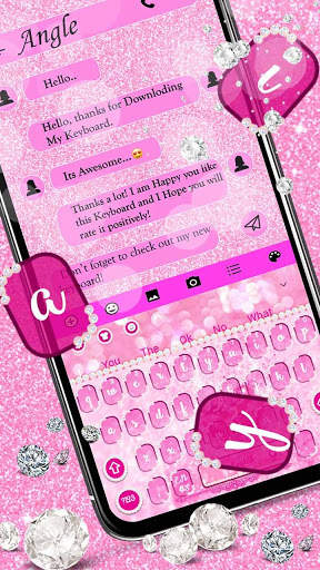 Diamond Pink Glitter Heart Keyboard स्क्रीनशॉट 1