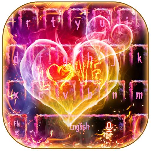 Fire Love Heart Keyboard Theme 10001001