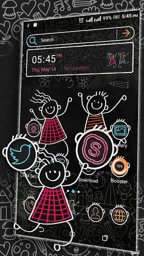Black Board Sketch Launcher Theme screenshot 2
