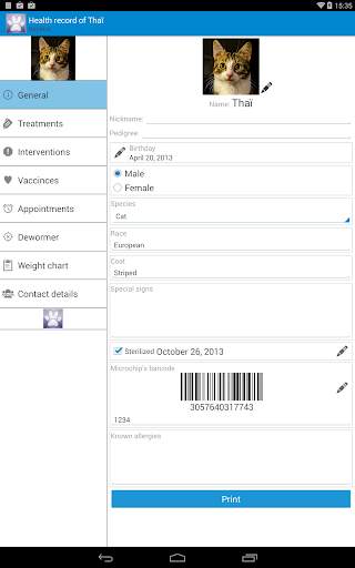 Veterinary health record screenshot 5