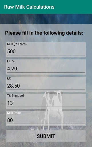 Raw Milk Calculations screenshot 2