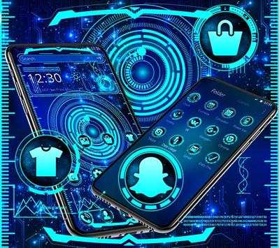 Blue Technology Neon Launcher Theme🌀 screenshot 4
