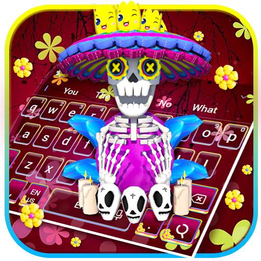 3D Colorful Fancy Skull Keyboard Theme 10001007