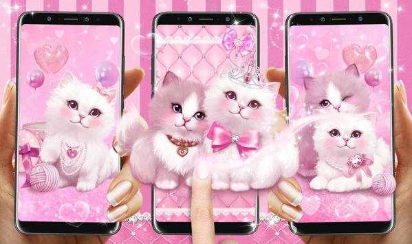 Tema Kucing Merah Muda Lucu screenshot 1