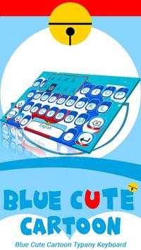Cute Blue Cat Cartoon Keyboard Theme screenshot 2