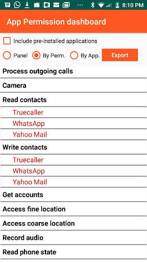 App Permission Dashboard screenshot 2