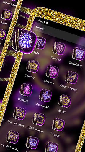 Golden Purple Butterfly Launcher Theme screenshot 3