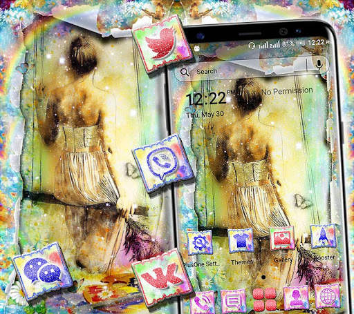 Girl Painting Launcher Theme screenshot 1