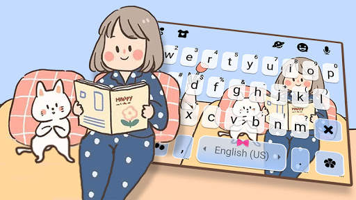 Girl With Cat Keyboard Background screenshot 1