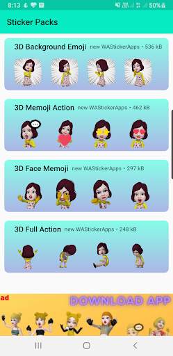 new stickers for whatsapp - 3d emoji girl stickers screenshot 1