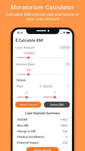 EMI Moratorium Calculator screenshot 4