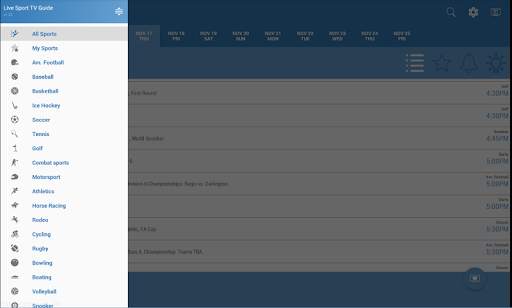 Live Sports TV Listings Guide 7 تصوير الشاشة