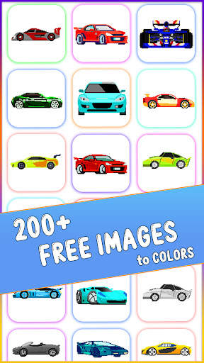 Racing Cars Pixel Art Coloring скриншот 3