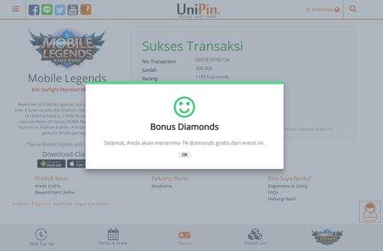 Unipin - Topup Diamond ML Via Pulsa screenshot 3