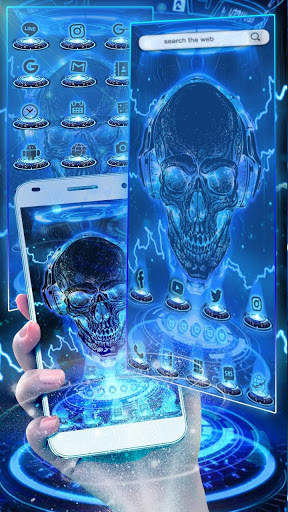 Neon Tech Skull Themes HD Wallpapers 3D icons screenshot 2