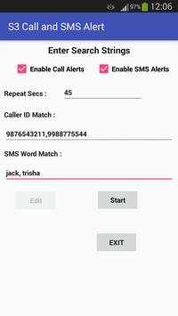 Missed Call and New SMS Alert for S3  No Ads. screenshot 2