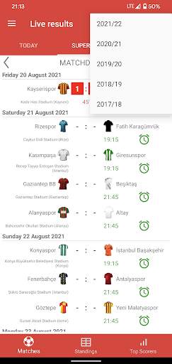Live Scores for Super Lig 2021/2022 screenshot 7