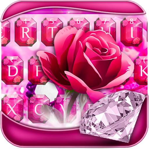 Pink Rose Diamond Keyboard Theme 10001004
