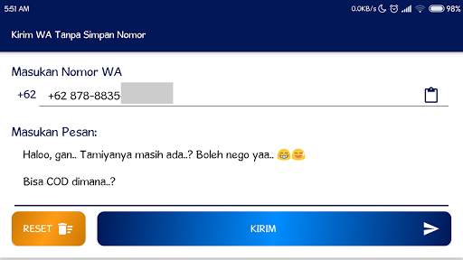 Kirim WA Tanpa Simpan Nomor screenshot 10