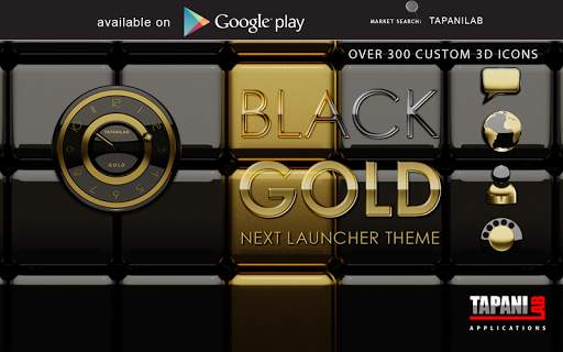 Next Launcher Theme black gold screenshot 9