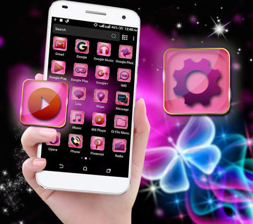 Pink Flower Launcher Theme screenshot 4