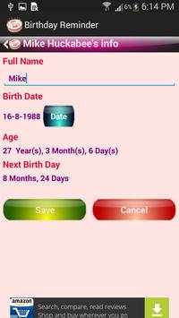 Birthday Reminder 7 تصوير الشاشة