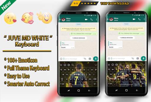 MD White Juve Keyboard Theme Football 2019 screenshot 3