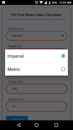 Fat Free Mass Index Calculator screenshot 2