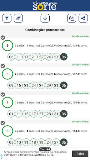 Números com Sorte: combinações para loteria screenshot 3