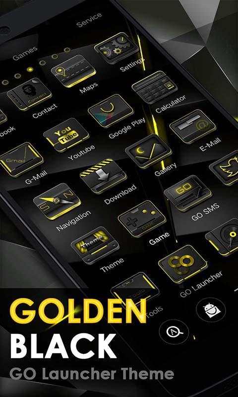 Golden Black Go Launcher Theme screenshot 1