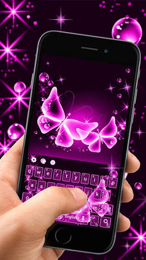 Pink Neon Butterfly Keyboard स्क्रीनशॉट 4