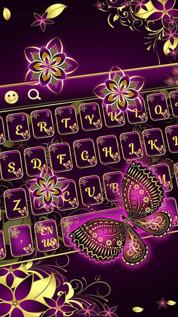 Purple Gold Butterfly Keyboard screenshot 2
