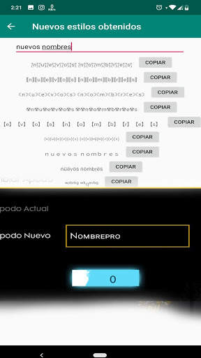 Nuevos nombres Free F. screenshot 2