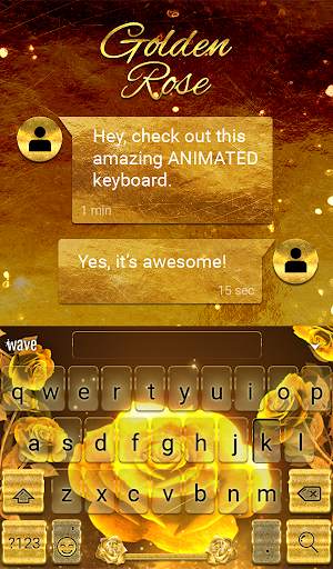 Gold Rose Animated Keyboard   Live Wallpaper screenshot 3