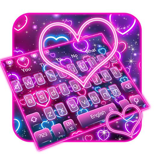 Neon Heart Keyboard Theme 10001002
