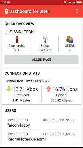 Dashboard for JioFi screenshot 1