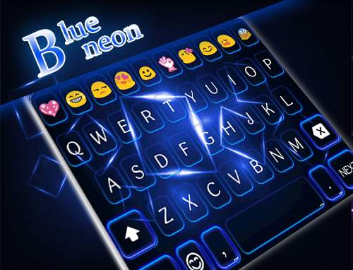 Blue Neon Emoji Keyboard Theme screenshot 6