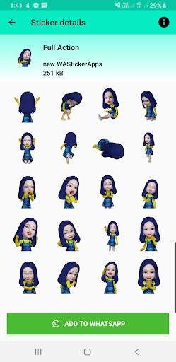 animated stickers for whatsapp - blue girl sticker screenshot 5